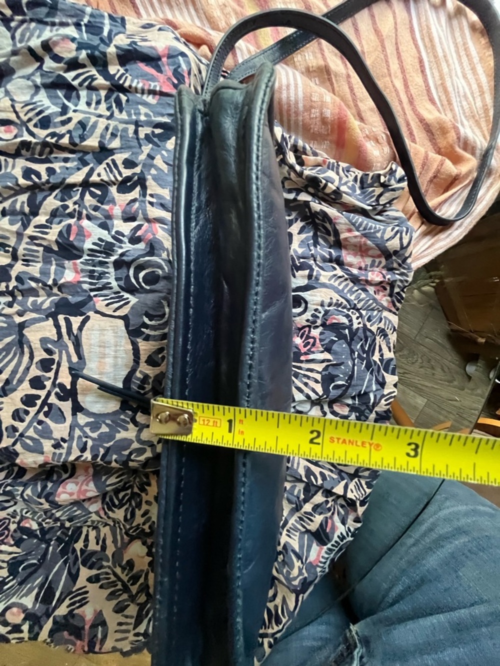 HOBO Navy Leather Crossbody with Gold Zippers - Picture 5 of 10